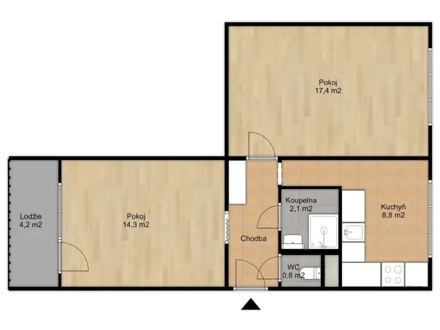 Pronájem bytu 2+1, Kralupy nad Vltavou - Lobeček, Sídliště, 48 m2
