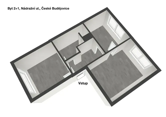 Pronájem bytu 2+1, České Budějovice, Nádražní, 50 m2
