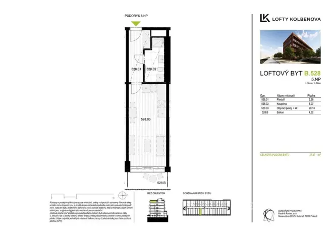 Prodej bytu 1+kk, Praha - Vysočany, Kolbenova, 33 m2