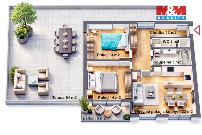 Prodej bytu 3+kk, Praha - Hrdlořezy, Mezilehlá, 70 m2