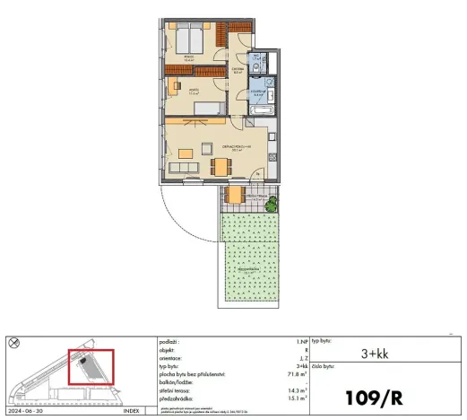 Prodej bytu 3+kk, Praha - Hlubočepy, Vítové, 72 m2