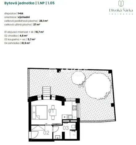 Prodej bytu 1+kk, Praha - Liboc, Jenečská, 28 m2