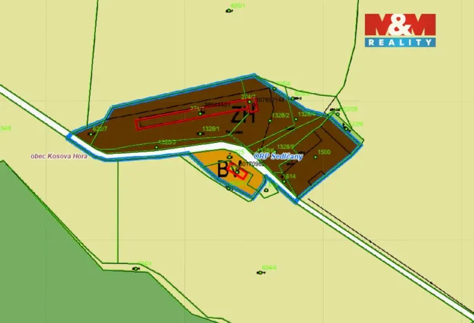 Prodej komerčního pozemku, Kosova Hora, 1369 m2