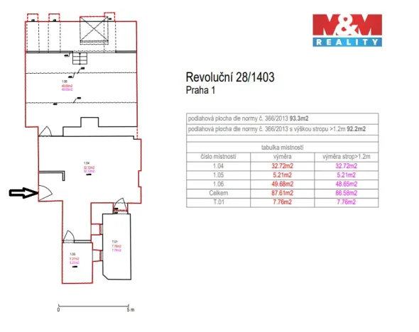 Pronájem bytu 2+kk, Praha - Nové Město, Revoluční, 92 m2