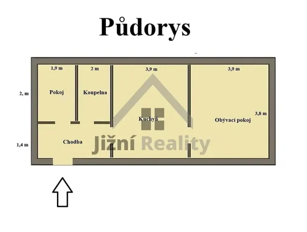 Prodej bytu 2+1, Trhové Sviny, Branka, 51 m2