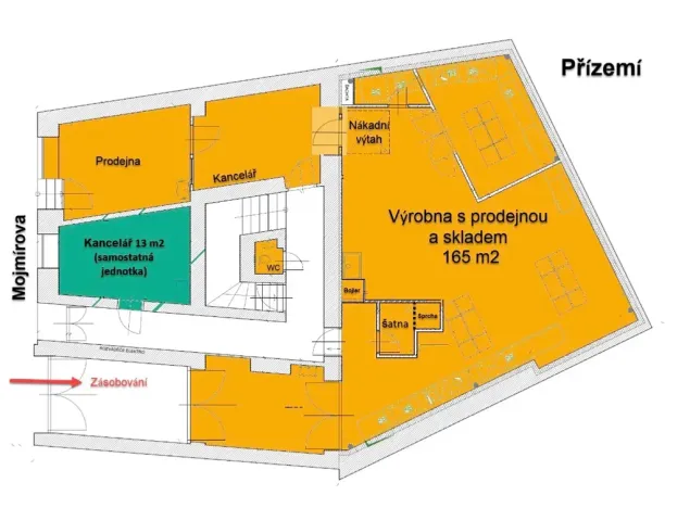 Pronájem skladu, Praha - Nusle, Mojmírova, 165 m2