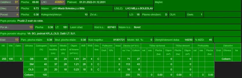 Prodej lesa, Boreč, 3833 m2