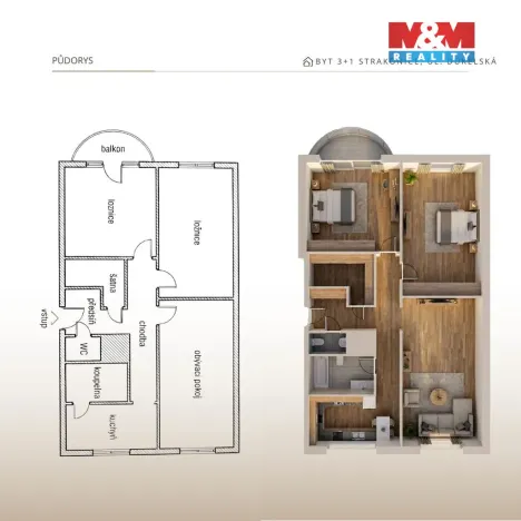 Prodej bytu 3+1, Strakonice - Strakonice II, Dukelská, 76 m2