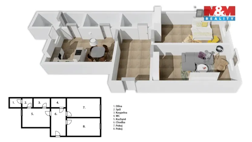 Prodej bytu 2+1, Holešov, nám. Svobody, 60 m2