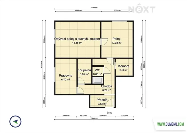 Pronájem bytu 3+kk, Šumperk, J. z Poděbrad, 47 m2