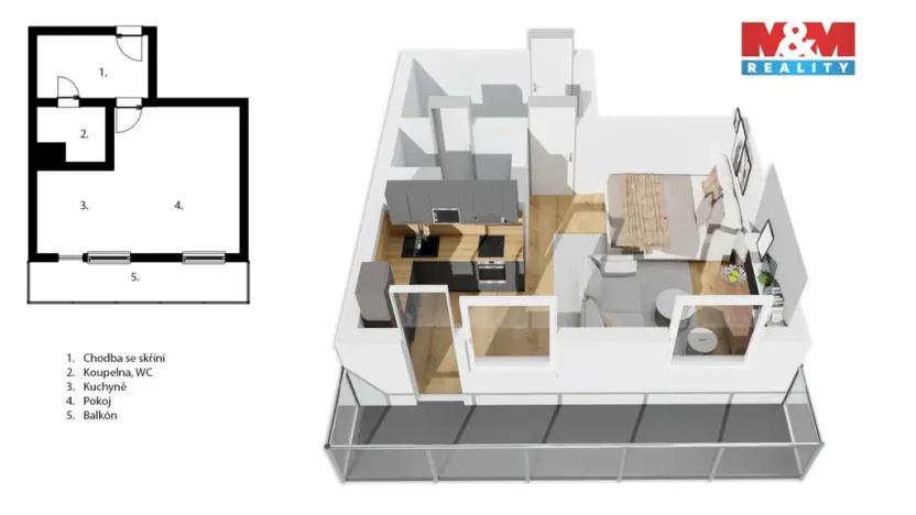 Prodej bytu 1+kk, Kladno - Kročehlavy, Benešovská, 37 m2