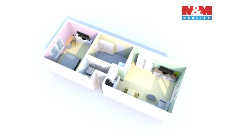 Pronájem bytu 2+kk, Děčín - Děčín V-Rozbělesy, Závodní, 42 m2