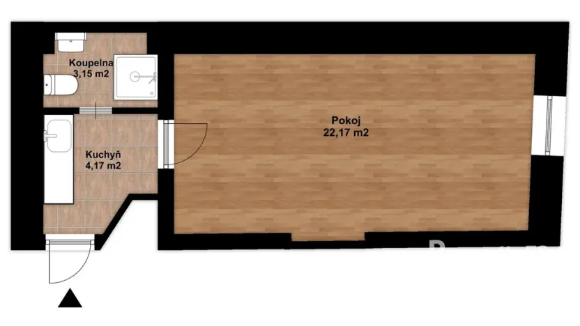 Prodej bytu 1+1, Hostinné, Dolní brána, 28 m2