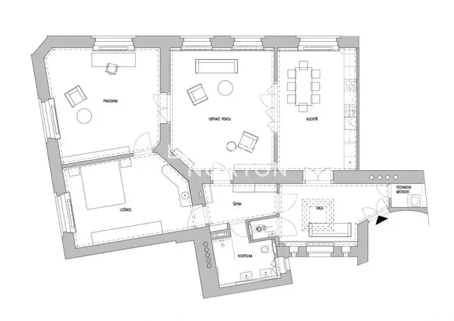Pronájem bytu 3+1, Praha - Josefov, Břehová, 142 m2