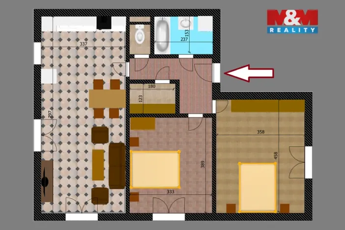 Prodej bytu 3+kk, Bečváry, 72 m2