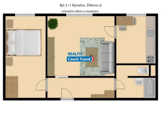 Pronájem bytu 2+1, Rýmařov, Žižkova, 46 m2