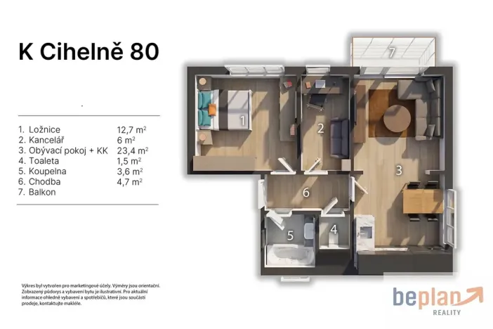 Pronájem bytu 3+kk, Zlatníky-Hodkovice, K Cihelně, 53 m2