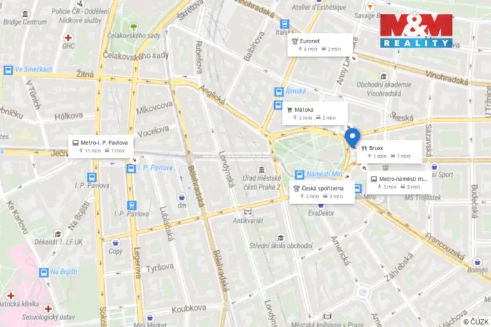 Pronájem kanceláře, Praha - Vinohrady, náměstí Míru, 92 m2