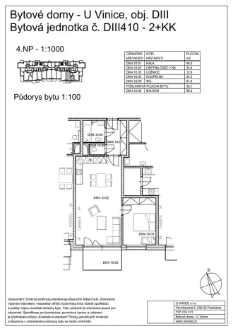 Pronájem bytu 2+kk, Pardubice, Pod Vinicí, 58 m2