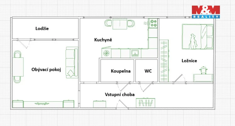 Prodej bytu 2+1, Čelákovice, Spojovací, 55 m2
