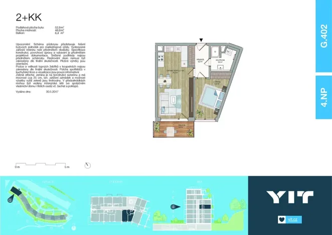 Pronájem bytu 2+kk, Praha - Košíře, Naskové, 53 m2