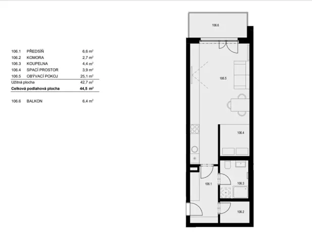 Prodej bytu 1+kk, Praha - Žižkov, Hartigova, 45 m2