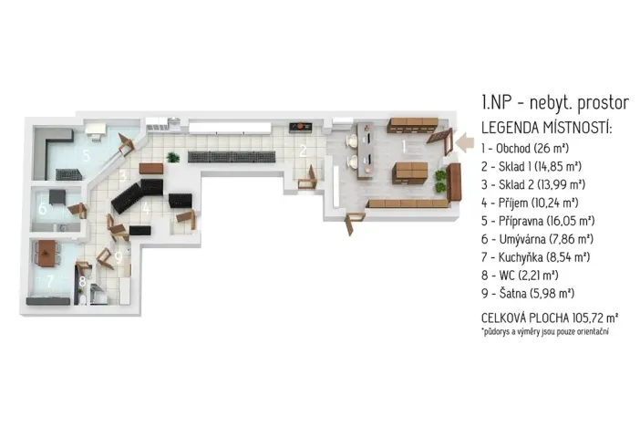Pronájem obchodního prostoru, Hostinné, Dolní brána, 106 m2
