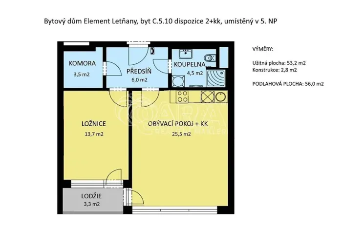 Prodej bytu 2+kk, Praha - Letňany, Tupolevova, 56 m2