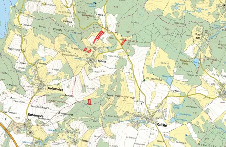 Prodej pole, Kaliště, 34224 m2