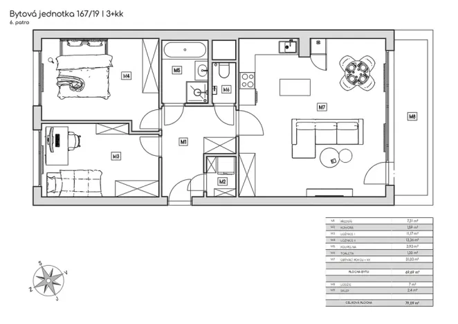Prodej bytu 3+kk, Praha - Žižkov, Roháčova, 79 m2