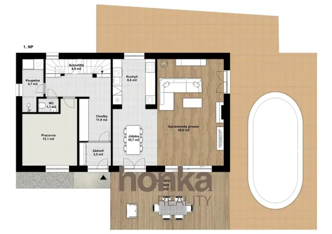 Pronájem rodinného domu, Kosoř, K Lomu, 263 m2