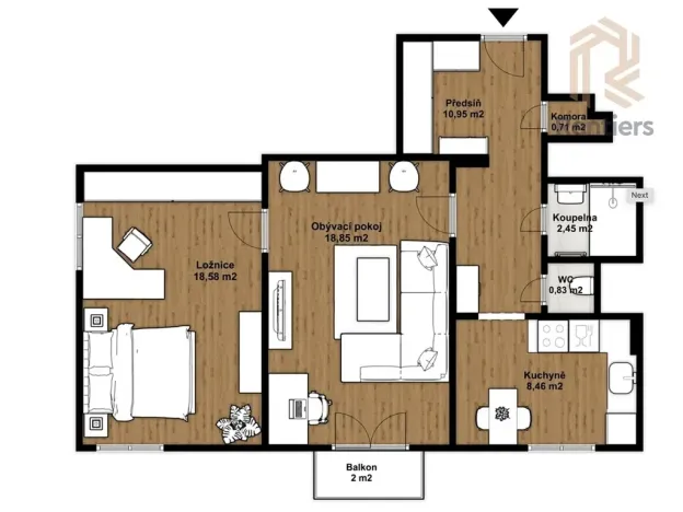 Pronájem bytu 2+1, Praha - Kobylisy, Březiněveská, 69 m2