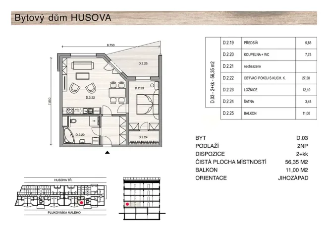 Prodej bytu 2+kk, České Budějovice, Plukovníka Malého, 56 m2