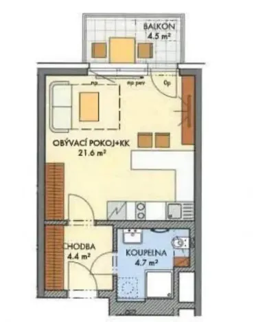Pronájem bytu 1+kk, Praha - Dolní Měcholupy, Honzíkova, 32 m2