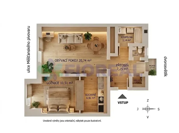 Prodej bytu 2+kk, Praha - Holešovice, U měšťanského pivovaru, 52 m2