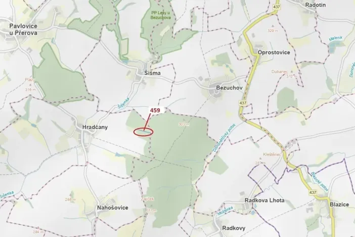 Dražba lesa, Hradčany-Kobeřice, 1895 m2