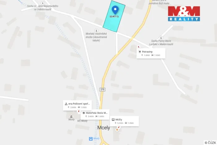 Prodej pozemku pro bydlení, Mcely, 1104 m2