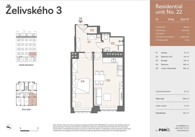 Prodej bytu 2+kk, Praha - Žižkov, Jana Želivského, 47 m2