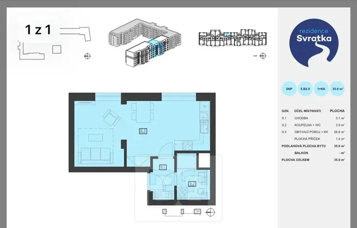 Pronájem bytu 2+kk, Brno, Jižní, 37 m2