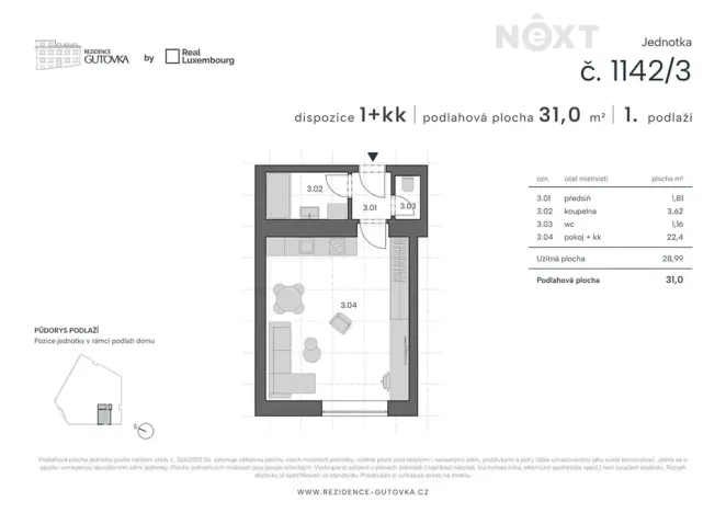 Prodej bytu 1+kk, Praha - Strašnice, Čestlická, 31 m2