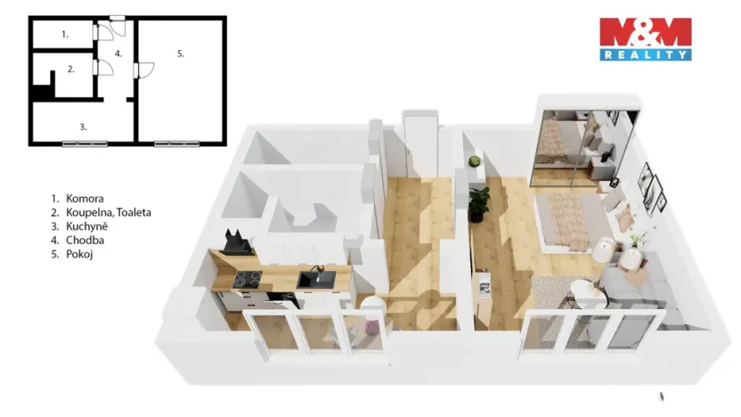 Prodej bytu 1+1, Pardubice - Zelené Předměstí, Jindřišská, 31 m2