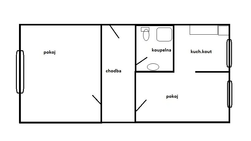 Pronájem bytu 2+kk, Novosedlice, Míru, 40 m2