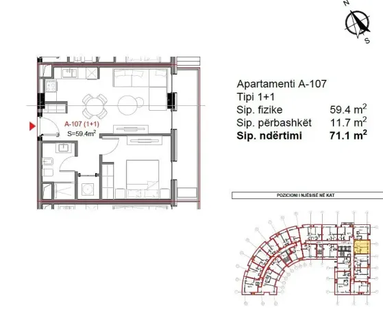 Prodej bytu 2+kk, Kavaja, Albánie, 59 m2