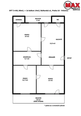 Pronájem bytu 3+kk, Praha - Vršovice, Bulharská, 80 m2