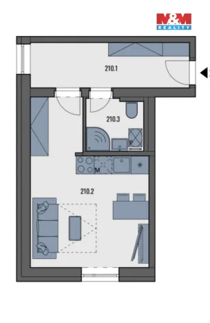 Pronájem bytu 1+kk, Tuchoměřice, V Kněžívce, 31 m2