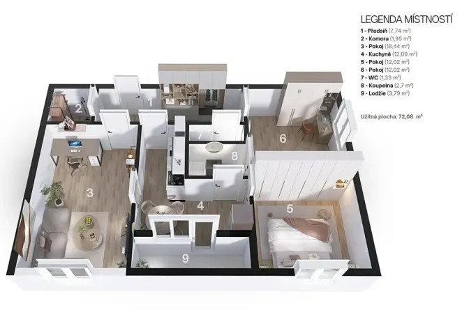 Prodej bytu 3+1, Brno, Kuršova, 74 m2