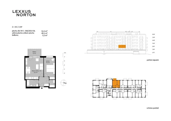 Prodej bytu 2+kk, Praha - Kbely, Sedlářova, 52 m2