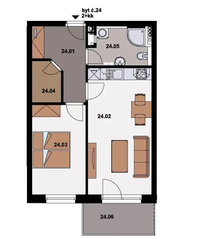 Pronájem bytu 2+kk, Lysá nad Labem, Šípková, 49 m2