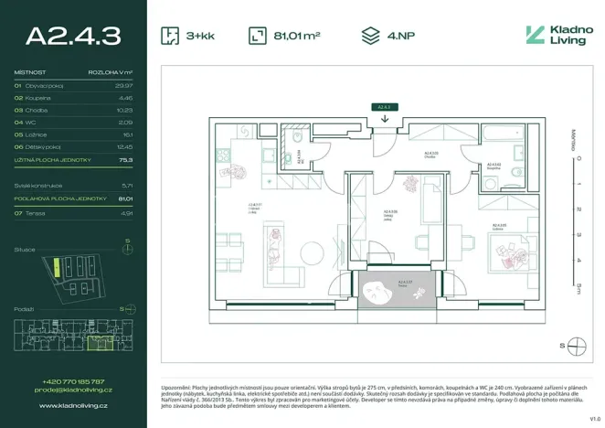 Prodej bytu 3+kk, Kladno, Pražská, 75 m2