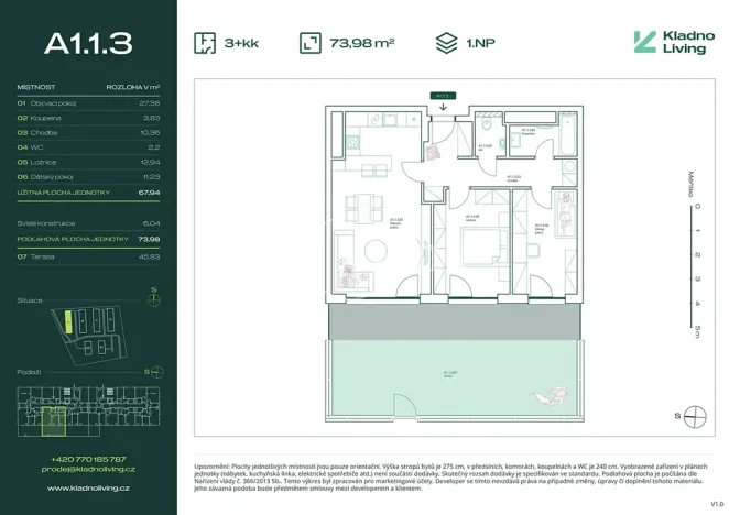 Prodej bytu 3+kk, Kladno, Pražská, 68 m2
